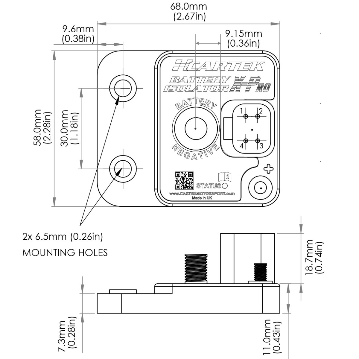 Cartek X-Pro elektronische stroomonderbreker-set met knop aan de buitenkant - CK-BXP-05.R - CK-BXP-05-R - 3666618603964