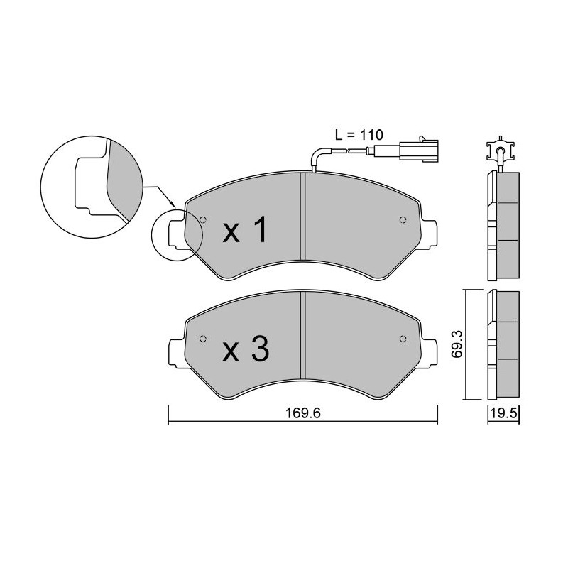 Plăcuțe de frână față Club Peugeot Fiat Citroën Opel Toyota – GT-PC7253 - GT-PC7253 - 3666618851150