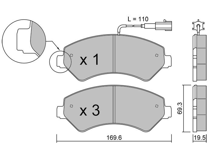 Plaquettes avant Club Peugeot Fiat Citroën Opel Toyota – GT-PC7253 - GT-PC7253 - 3666618851150
