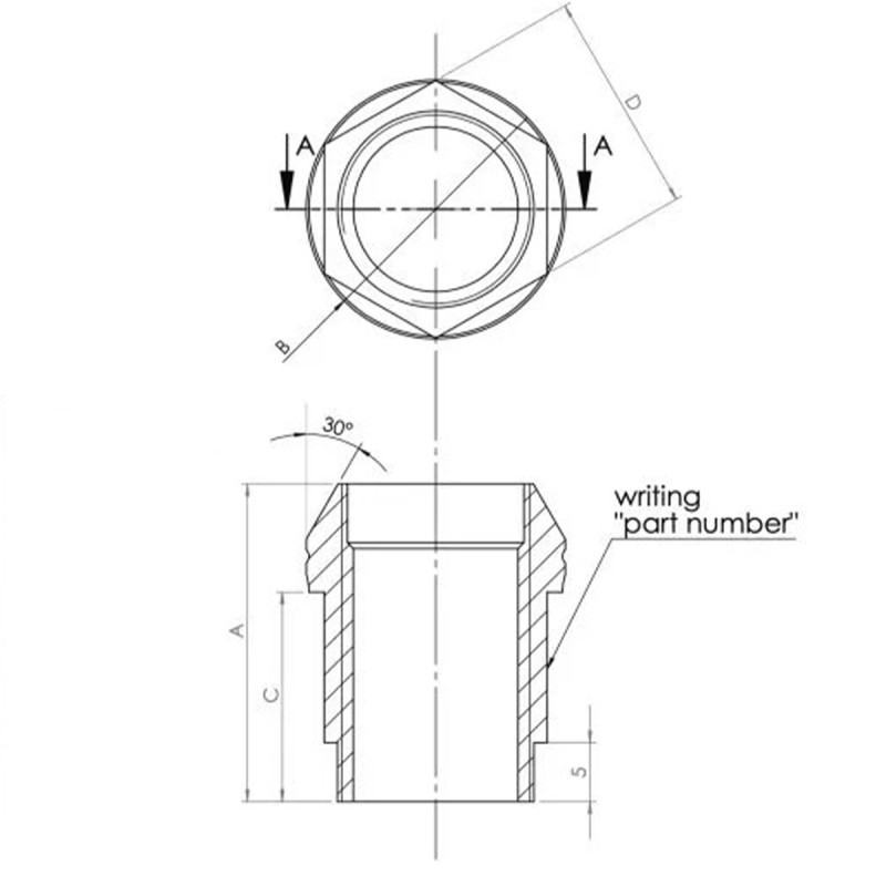 Moer 12x150, conisch 60°, verkoperd staal - A.I. Tech DADO1 - AIT-DADO-1 - AIT-DADO-1 - 3666618850481