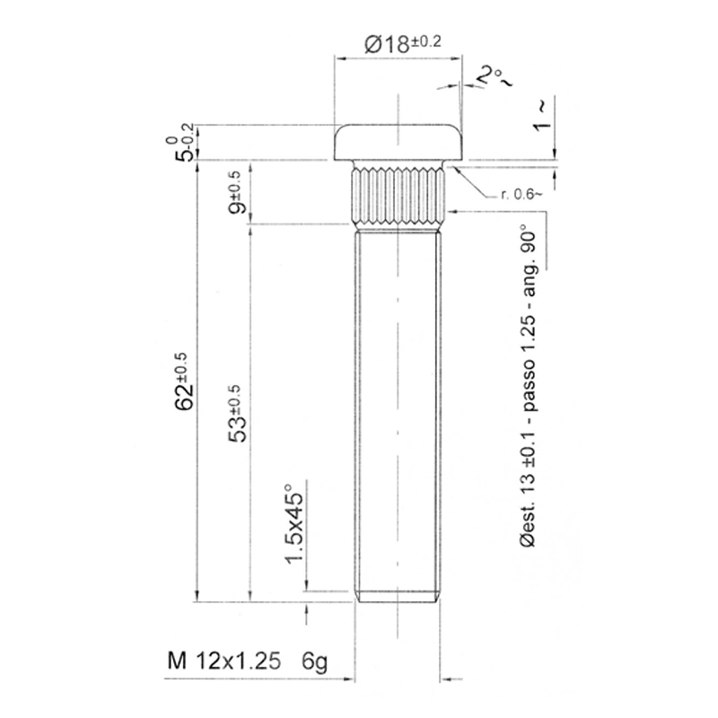 Goujon cannelé roue acier Nissan Suzuki 12x1.25 67mm - GT2i - BR-CPGSN2 - 3661768388136