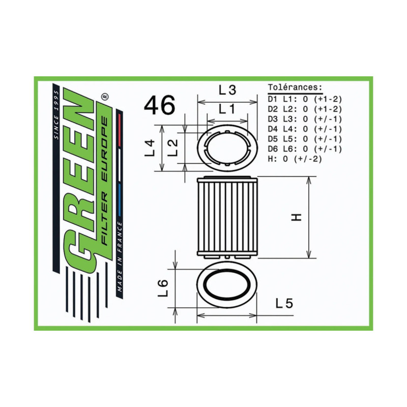 Filtre à air de remplacement origine GREEN FILTER DODGE VIPER SRT-10 8,3L V10 - GR-G591012 - G591012 - 3700161164524