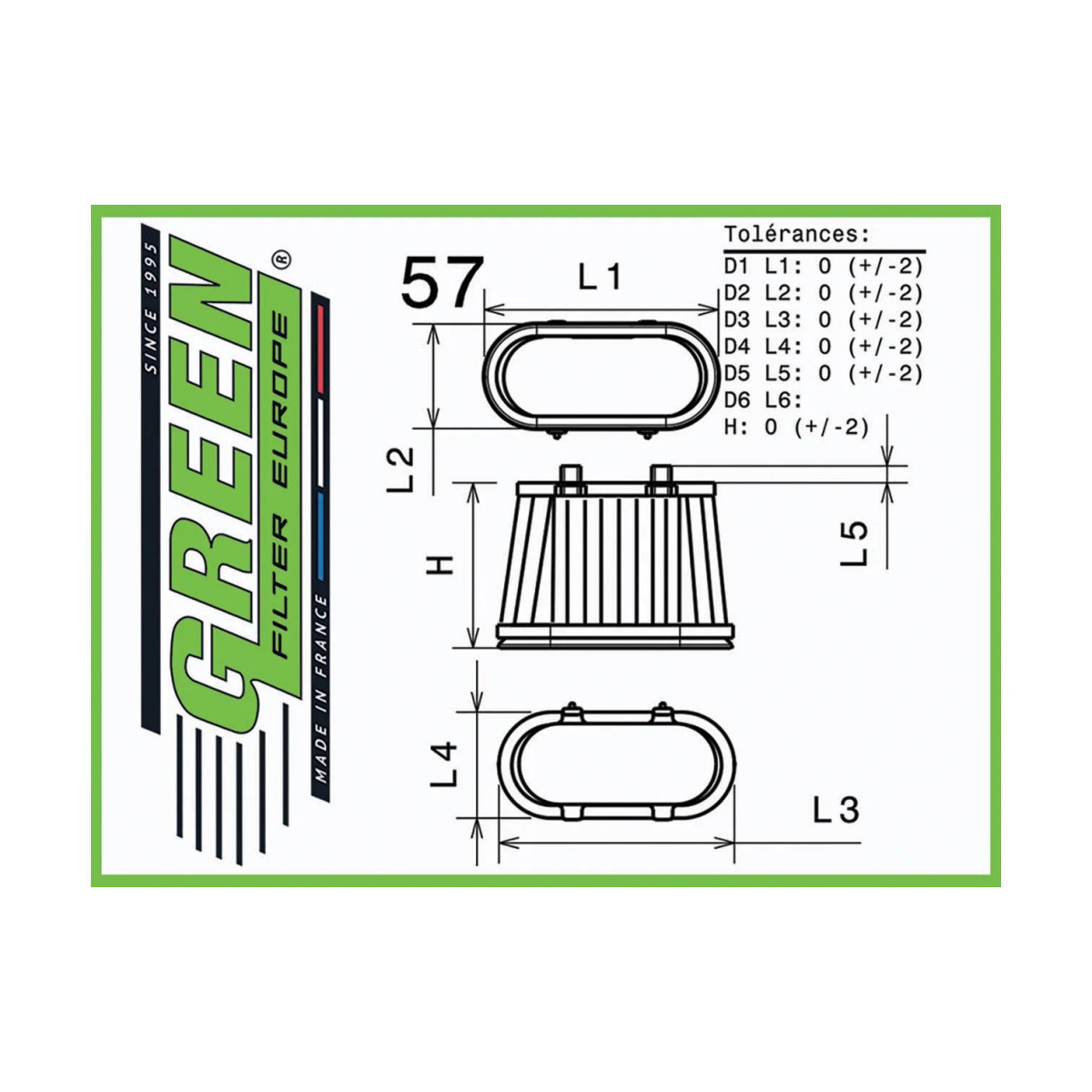 Origineel vervangingsluchtfilter GREEN FILTER HUMMER H2 6,0L V8 325pk 02-. - GR-G591014 - G591014 - 3700161151777