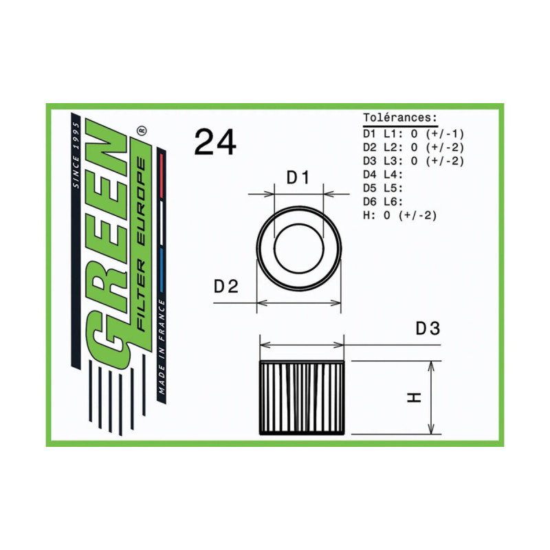 Filtre à air de remplacement origine GREEN FILTER RANGER T6 3,2L 12- - GR-G791016 - G791016 - 3661768672679
