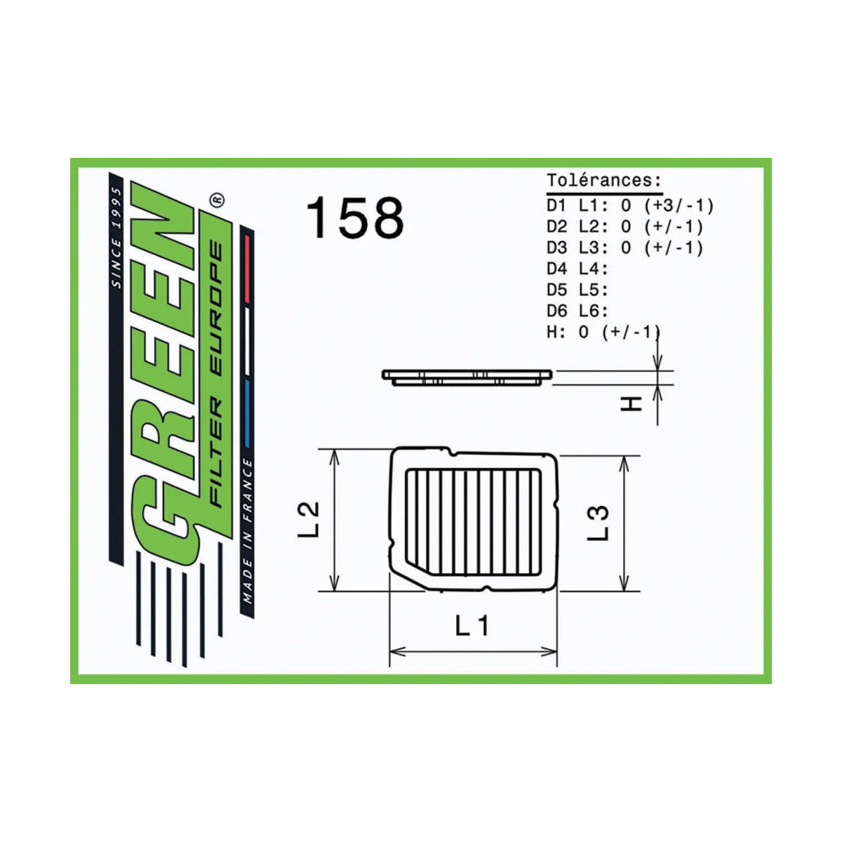 Green Air Filter Honda Civic 1.6 16v ED7 1989-1991 - GR-P360302 - P360302 - 3661768520758