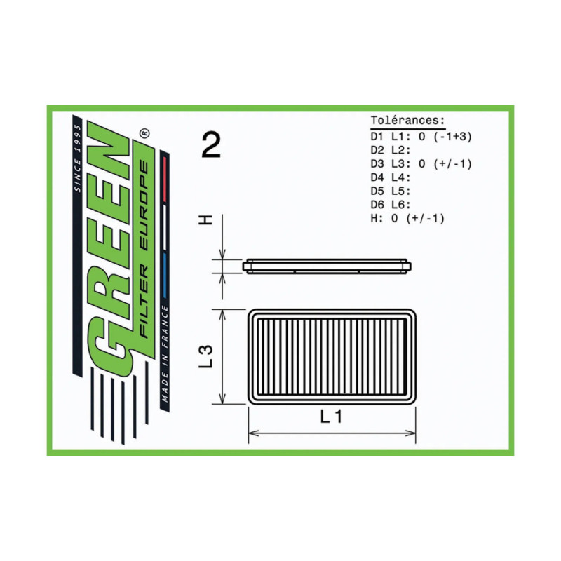 Filtre à air de remplacement origine GREEN FILTER SUZUKI VITARA 2.0 16V - GR-P412560 - P412560 - 3661768468357