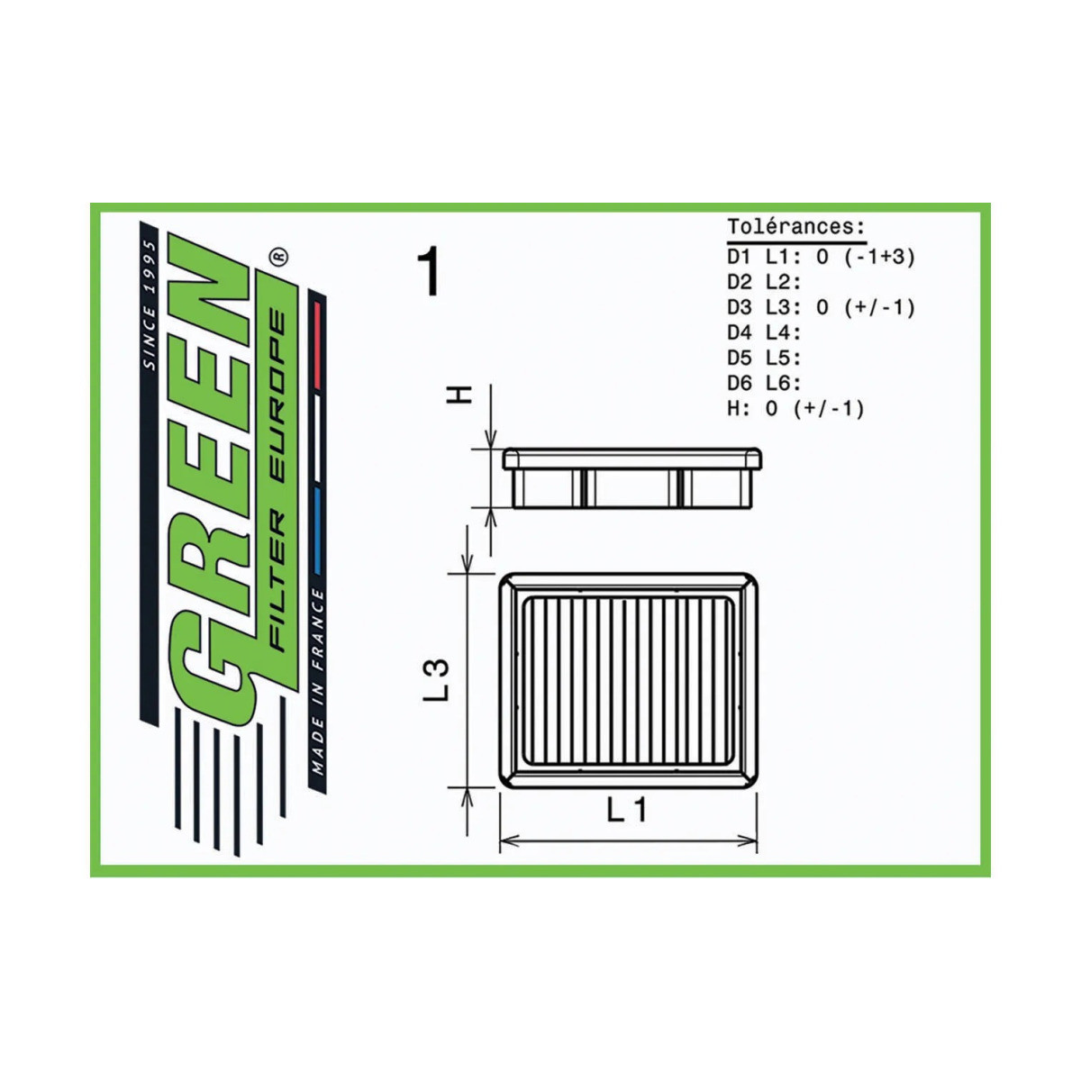 Filtre à air de remplacement origine GREEN FILTER Fiat PUNTO II 188/188AX 1.2 16V - GR-P950323 - P950323 - 3700161105893