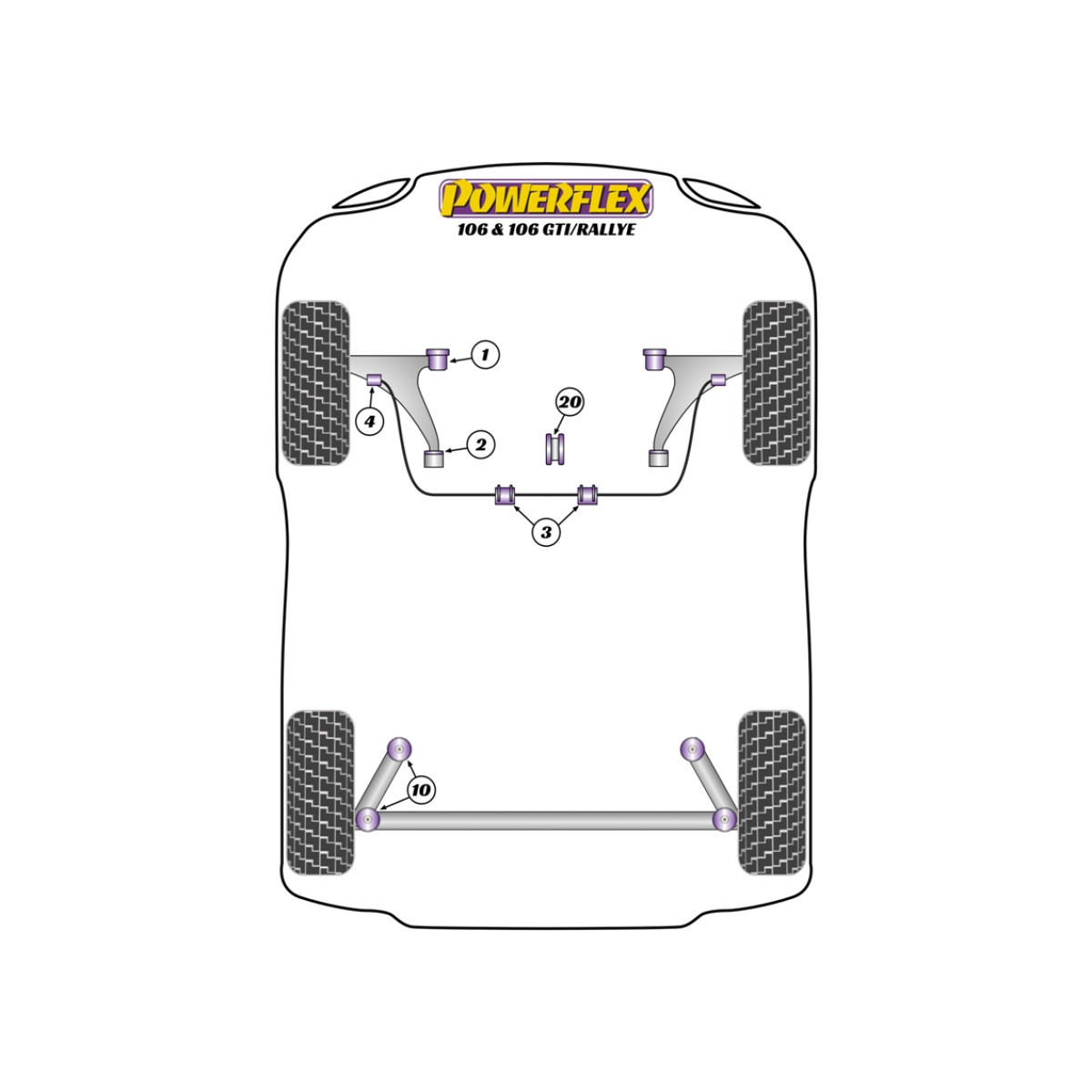 Pack silent blocs Performance Peugeot 106  (pack de 9) - BUN-PF-00002 - BUN-PF-00002