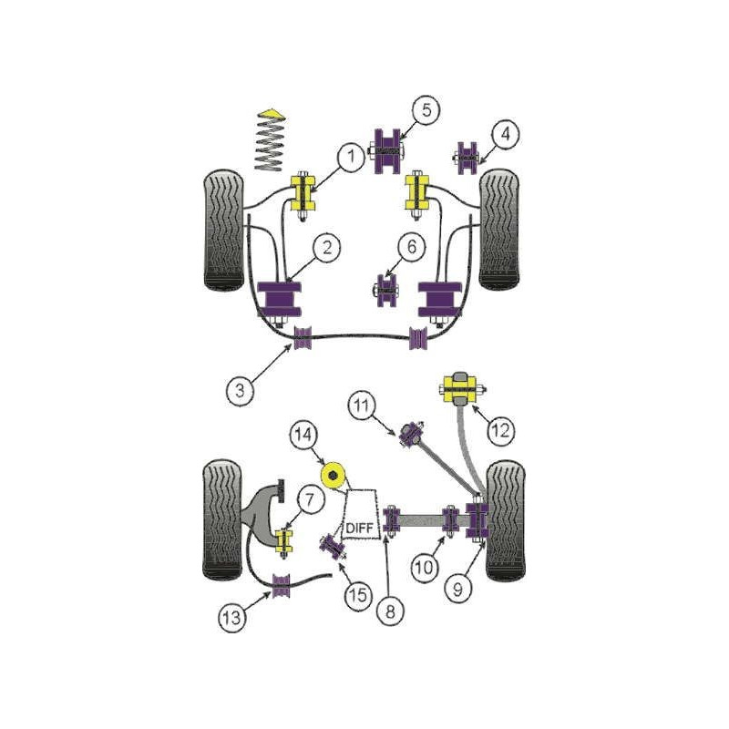 Silentbloc Powerflex triunghiular spate pentru Mitsubishi Evo 4 / 5 / 6 (2 bucăți) - PF-F44-102-2 - PFF44-102 - 5055676505415