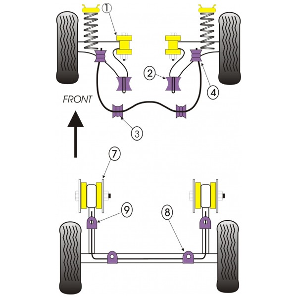 Silentbloc Powerflex pentru fixarea carcasei sistemului de direcție Volkswagen Golf 1 (1 bucată) - PF-F85230-1 - PFF85-230 - 5055676510556