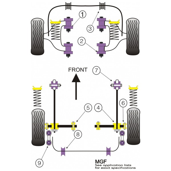 Silent-Bloc Powerflex Bras Arrière Rover MGF -2002 (2 Pièces) - PF-R42221-2 - PFR42-221 - 5055676505330