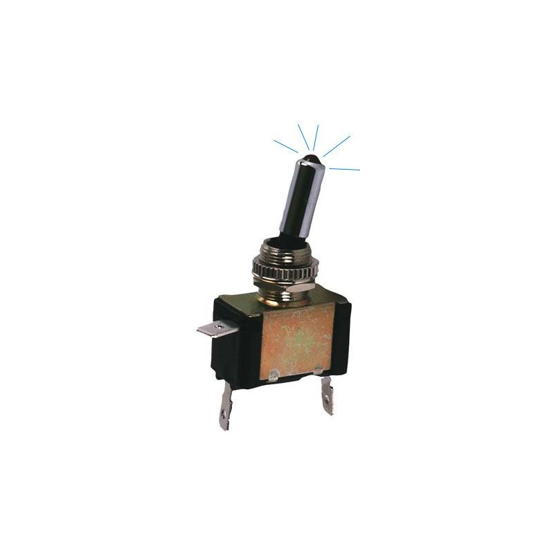 Metalen AAN/UIT-schakelaar met blauwe LED - LU-K894B - 3661768058589