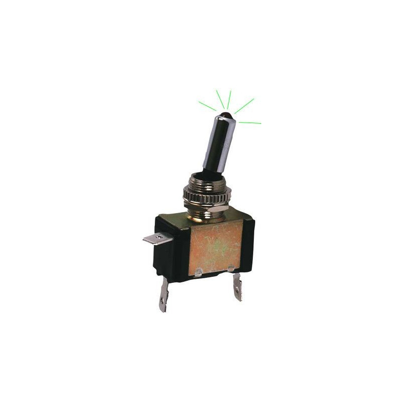 Metalen AAN/UIT-schakelaar met groene LED - LU-K894V - 3661768058619