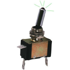 Metalen AAN/UIT-schakelaar met groene LED - LU-K894V - 3661768058619