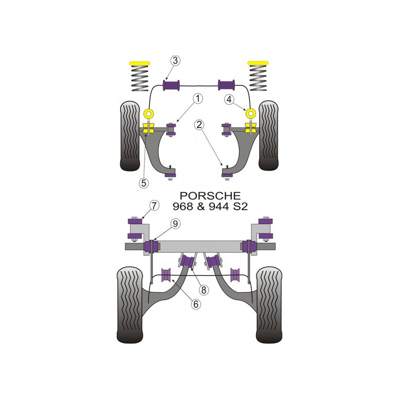 Silentbloc Powerflex pentru axul șasiului spate al modelului Porsche 944 (2 bucăți) - PF-R57220-2 - PFR57-220 - 5055676506528