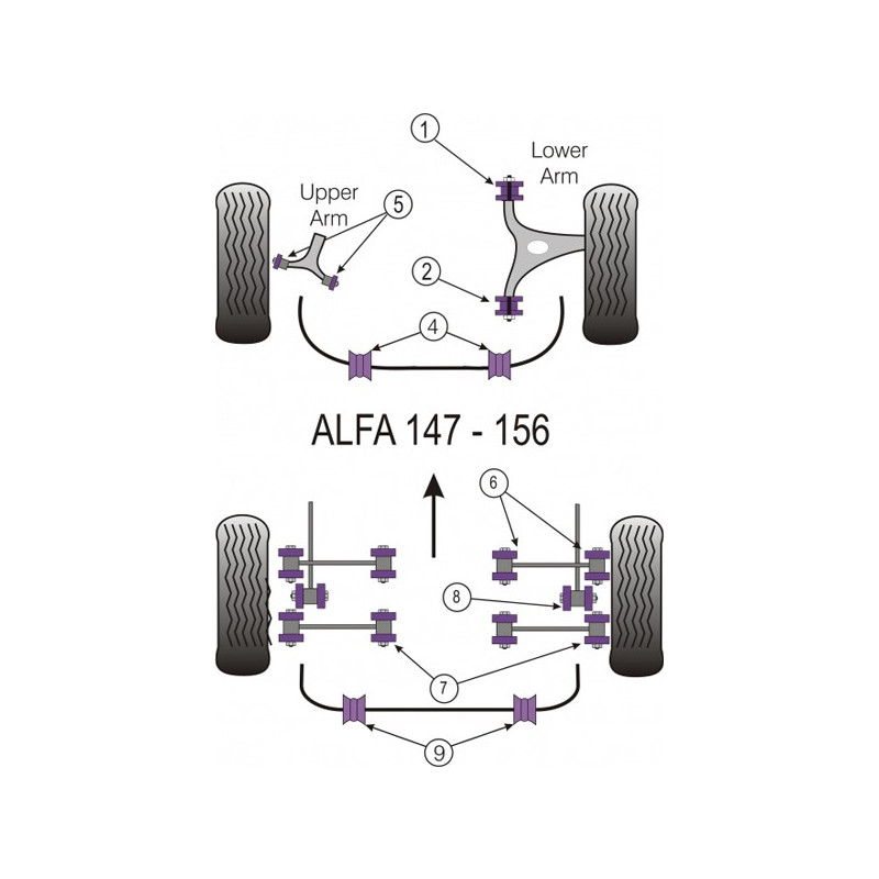 Silent-Bloc Powerflex Sospensione Posteriore Assale Posteriore Alfa Romeo 147 (4 Pezzi) - PF-R01817-4 - PFR1-817 - 5055676500403