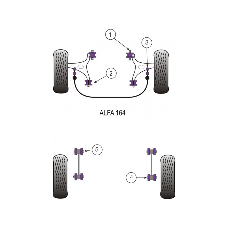 Silentbloc Powerflex Road Triangle spate pentru Alfa Romeo 164 + TS (2 bucăți) - PF-R01604-2 - PFR1-604 - 5055676500182