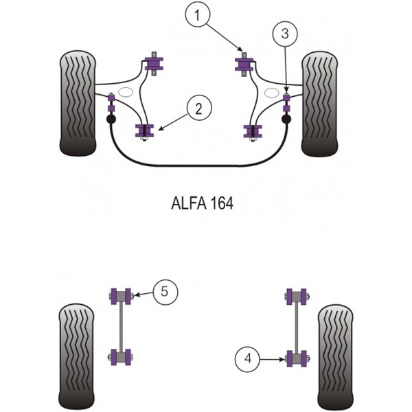 Silentbloc Powerflex Road Triangle spate pentru Alfa Romeo 164 + TS (2 bucăți) - PF-R01604-2 - PFR1-604 - 5055676500182