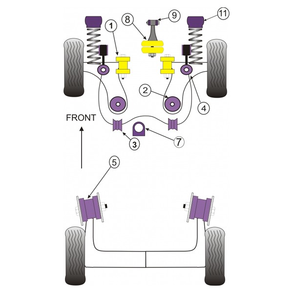 Silentbloc Powerflex pentru triunghiul din spate și cel din față cu întăritură, Volkswagen Golf 4 (2 bucăți) - PF-F85414-2 - PFF85-414 - 5055676510792