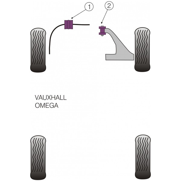 Silentbloc Powerflex triunghiular față pentru Opel Omega B (2 bucăți) - PF-F80902-2 - PFF80-902 - 5055676510136