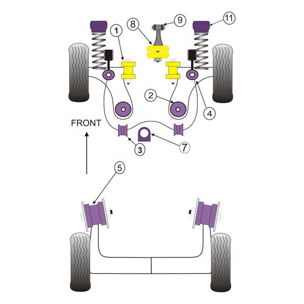 Silentbloc Powerflex pentru suportul superior Volkswagen Golf 4 - Seat Leon 1 (2 bucăți) - PF-F85430-2 - PFF85-430 - 5055676519719