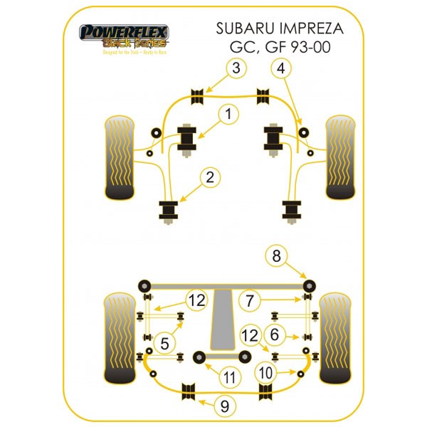 Powerflex Bushing Black Subaru (2 Pieces) - PF-R69117-2N - PFR69-117BLK - 5055676508294
