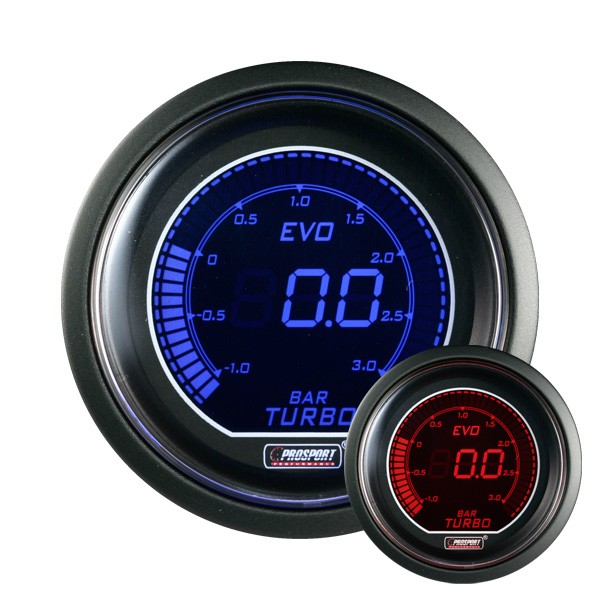 Prosport Digital Turbo Pressure Gage Diameter 52mm -1 to +3 Bars - CT-PT-005-BR - 216EVOBO - 3661768389249