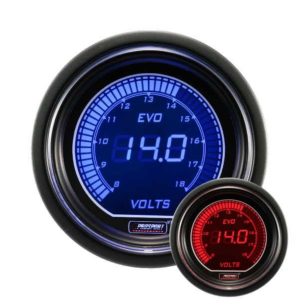 Prosport Gauge Voltmeter Digital Diameter 52mm 8 to 18Volts - CT-VO-005 - 216EVOVO - 3661768389287