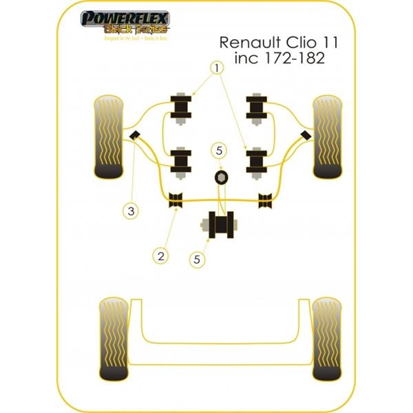 Silentbloc Powerflex Black pentru motorul Renault Clio RS 172 / 182 ch (1 bucată) - PF-F60211KN - PFF60-211KBLK - 5055676513618