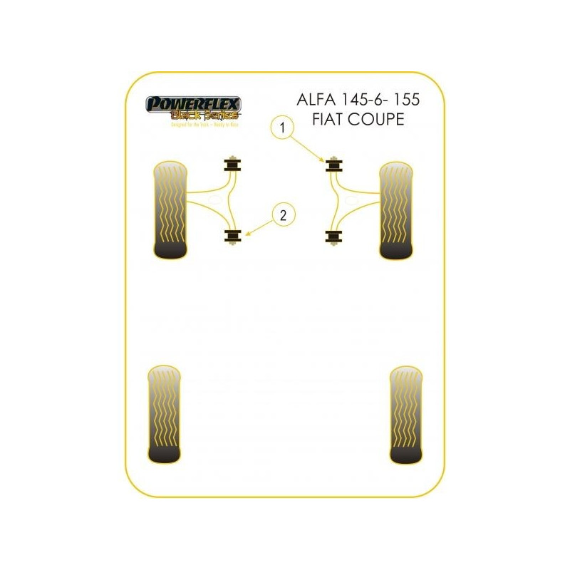 Silentbloc Powerflex negru, triunghiular, față Alfa Romeo / Fiat, spate (2 bucăți) - PF-F01802-2N - PFF1-802BLK - 5055676512789