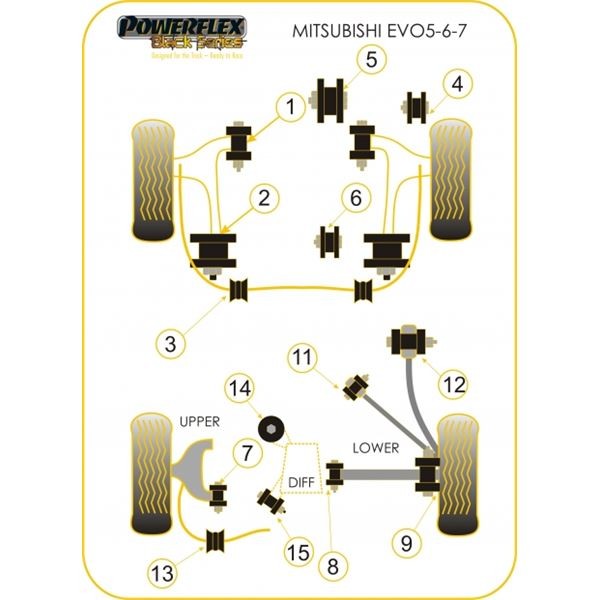 Silent-Bloc Powerflex Black Support Moteur Supérieur Mitsubishi Evo 6 (2 Pièces) - PF-F44105-2N - PFF44-105BLK - 5055676514622