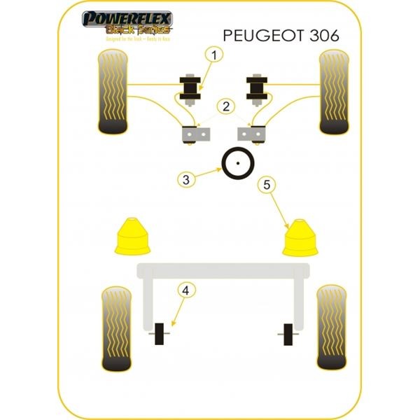 Silentbloc Powerflex Black pentru suportul inferior al motorului din spate, Peugeot 206 / 306, 70 mm (1 bucată) - PF-F50306N - PFF50-306BLK - 5055676506245