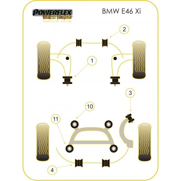 Silentbloc Powerflex Black Triangle față pentru BMW E46 iX, diametru 60 mm (2 bucăți) - PF-F54601XI-2N - PFF5-4601XIBLK - 5055676523846