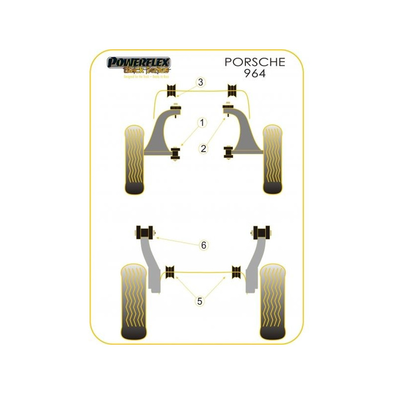 Silentbloc Powerflex Black Triangle față pentru Porsche 911 / 3.6 / 964 / 993 (2 bucăți) - PF-F57102-2N - PFF57-102BLK - 5055676520111