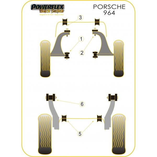 Silentbloc Powerflex Black pentru bară antiruliu de 20 mm față, Porsche 911 / 964 / 993 (2 bucăți) - PF-F5720920-2N - PFF57-209-20BLK - 5055676514929