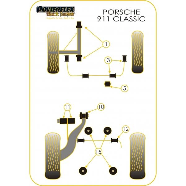 Silentbloc Powerflex Black Triangle față pentru Porsche 911 1977 - 1986 (4 bucăți) - PF-F57401-4N - PFF57-401BLK - 5055676520142