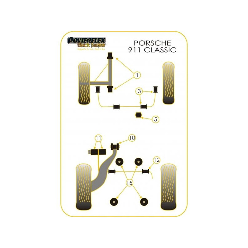 Silentbloc Powerflex Black pentru coloana de direcție Porsche 911 1977 - 1986 (4 bucăți) - PF-F57405N - PFF57-405BLK - 5055676513519