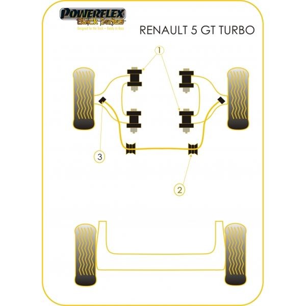 Silentbloc Powerflex Black Triangle față pentru Renault R5 GT Turbo (4 bucăți) - PF-F60101-4N - PFF60-101BLK - 5055676518446