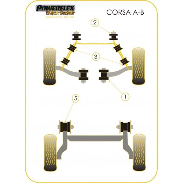 Powerflex Bushing Black Front Inner Wishbone Bush Opel Corsa B / Tigra (2 Pieces) - PF-F80201-2N - PFF80-201BLK - 5055676513885