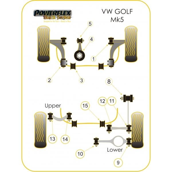 Silentbloc Powerflex Black pentru suportul motorului față Volkswagen Golf 4 / 5 (1 bucată) - PF-F85505N - PFF85-505BLK - 5055676514264