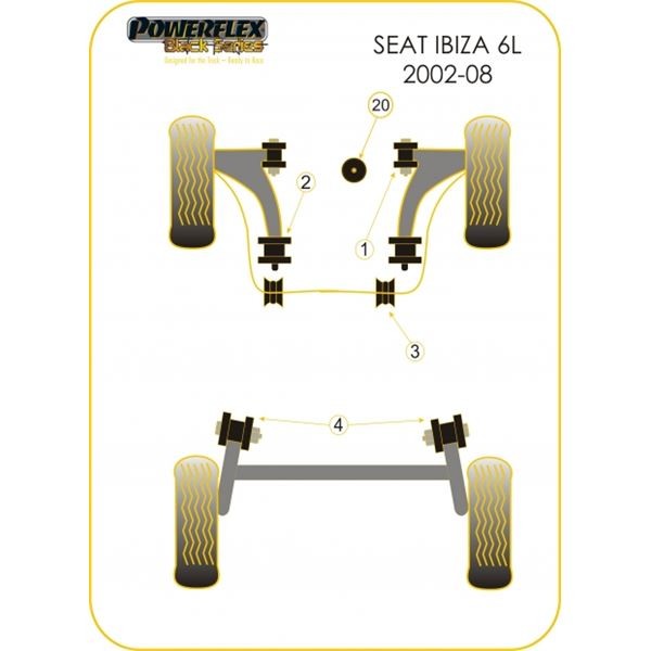 Silentbloc Powerflex Black pentru bară antiruliu față Seat după 2002, 18 mm (2 bucăți) - PF-F8560318-2N - PFF85-603-18BLK - 5055676522511