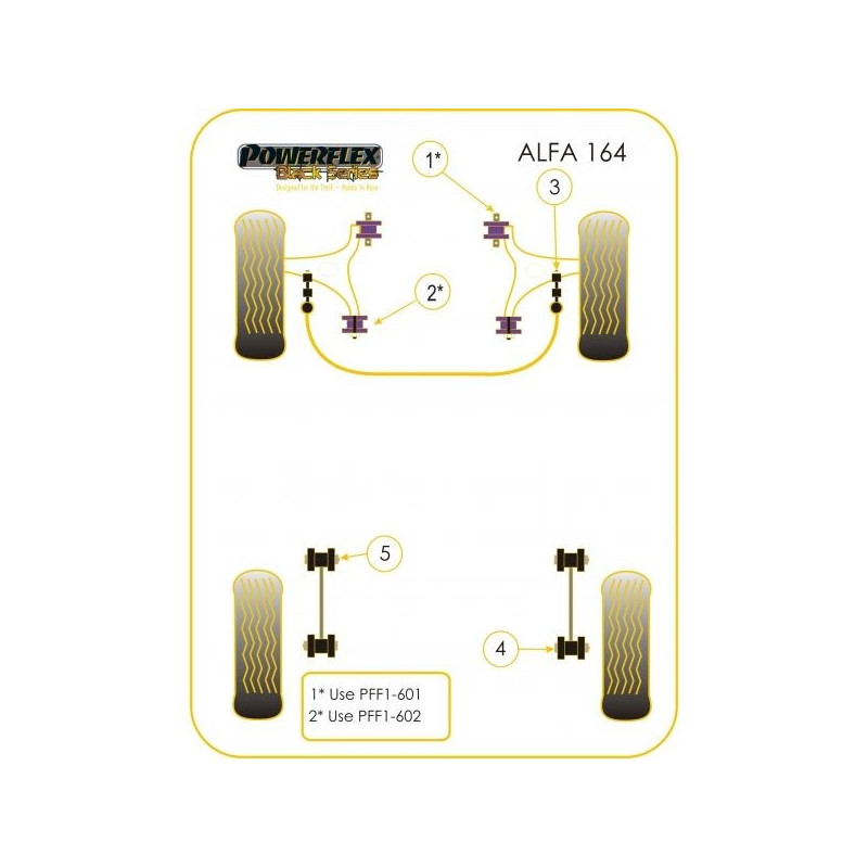 Silentbloc Powerflex Black Triangle spate pentru Alfa Romeo 164 + TS (2 bucăți) - PF-R01604-2N - PFR1-604BLK - 5055676522658
