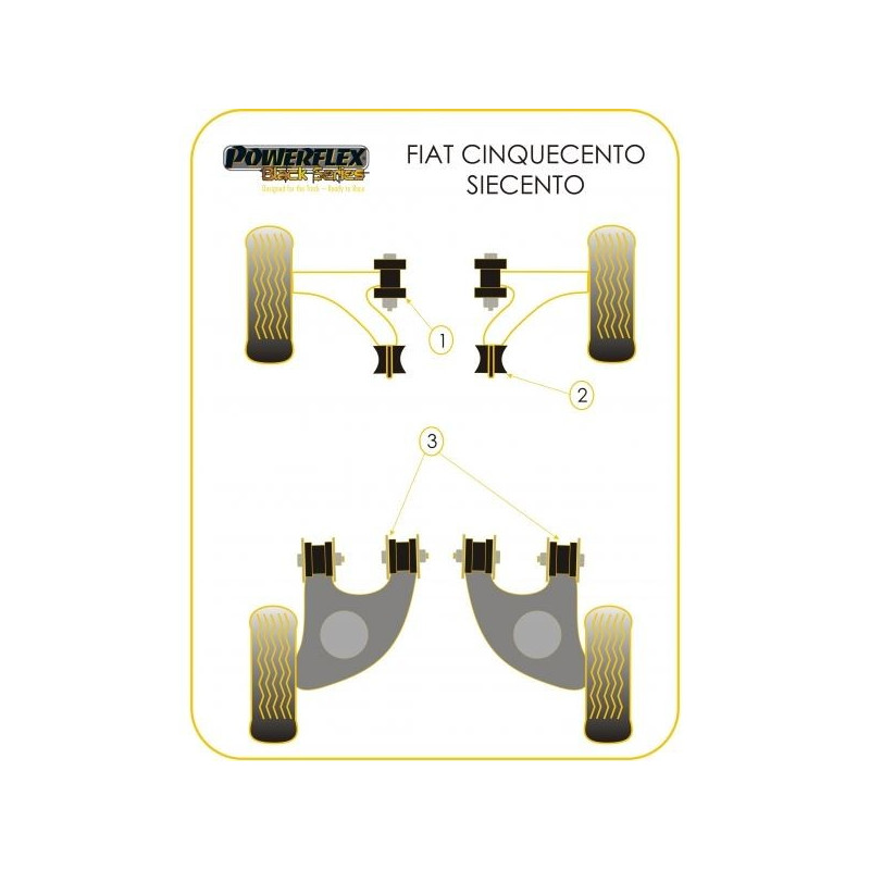 Silentbloc Powerflex Black pentru brațul spate Fiat Cinquecento (4 bucăți) - PF-R016120-4N - PFR16-120BLK - 5055676513076