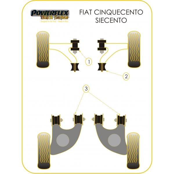 Silentbloc Powerflex Black pentru brațul spate Fiat Cinquecento (4 bucăți) - PF-R016120-4N - PFR16-120BLK - 5055676513076