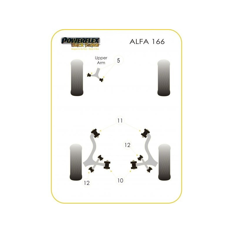 Silentbloc Powerflex Black pentru bara stabilizatoare spate Alfa Romeo 166 (4 bucăți) - PF-R1912-4N - PFR1-912BLK - 5055676522696
