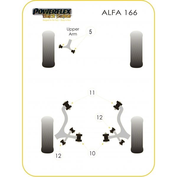 Silentbloc Powerflex Black pentru bara stabilizatoare spate Alfa Romeo 166 (4 bucăți) - PF-R1912-4N - PFR1-912BLK - 5055676522696