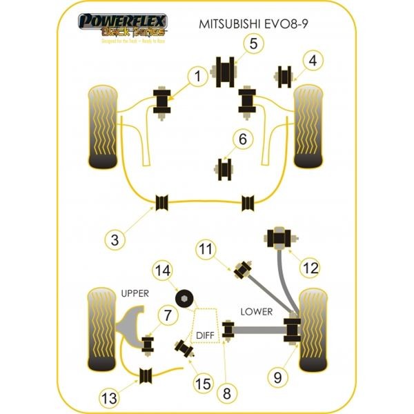Powerflex Bushing Black Anti-Roll Bar 27mm Mitsubishi Evo 8 - 9 (2 Pieces) - PF-R44-210-27-2N - PFR44-210-27BLK - 5055676513434