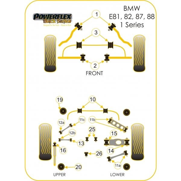 Powerflex Bushing Black Rear Diff Rear Mounting Bush BMW E92 (1 Piece) - PF-R5426N - PFR5-426BLK - 5055676518330