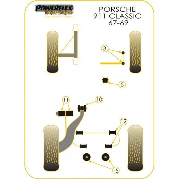 Silentbloc Powerflex Black pentru suportul motorului din spate al modelului Porsche 911 (2 bucăți) - PF-R57415-2N - PFR57-415BLK - 5055676513540