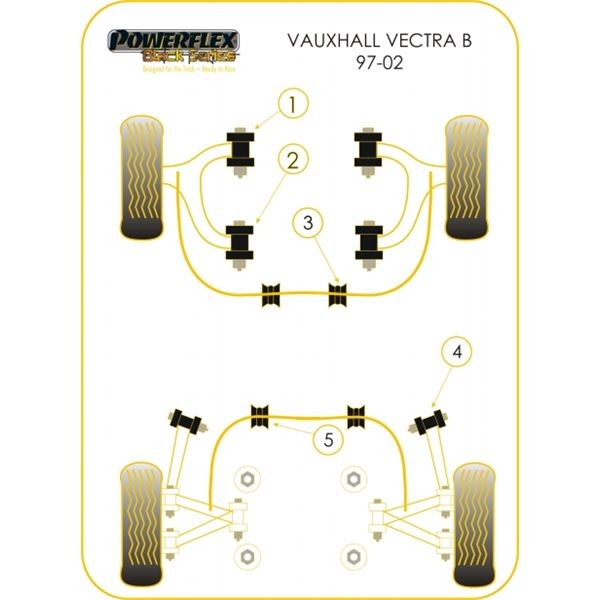 Silentbloc Powerflex Black pentru bară stabilizatoare spate Opel Vectra B (2 bucăți) - PF-R6621016-2N - PFR66-210-16BLK - 5055676513670